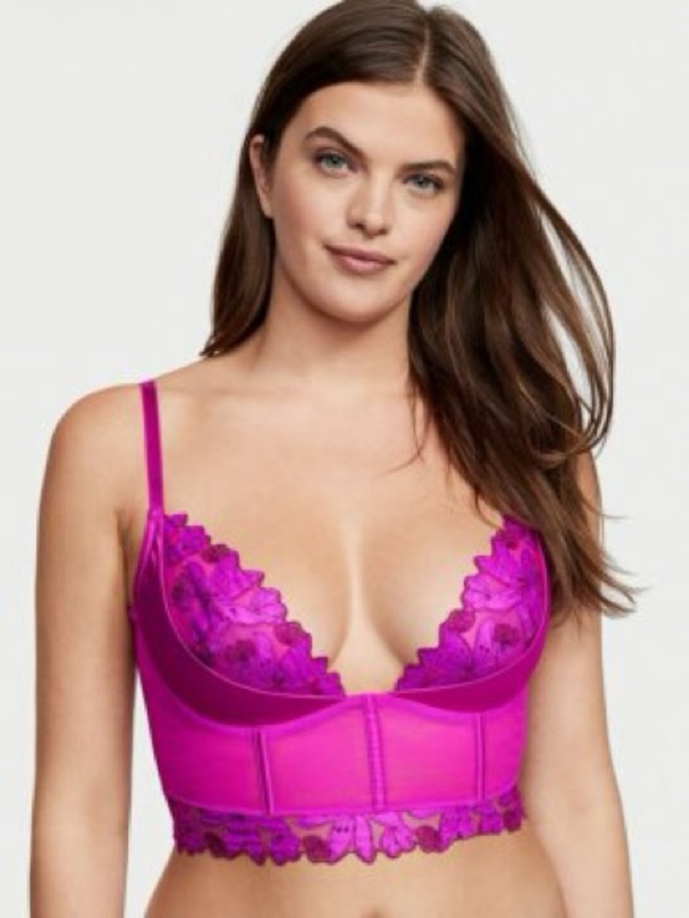 NWT Victoria's Secret Very Sexy Floral Embroidered Quarter Cup Corset Top 32 D